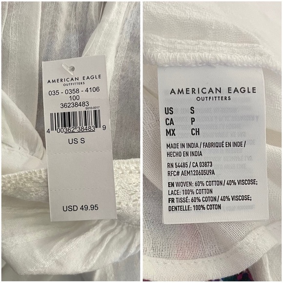 American Eagle Outfitters White cropped top NWT size Small Y2K style - Picture 5 of 5